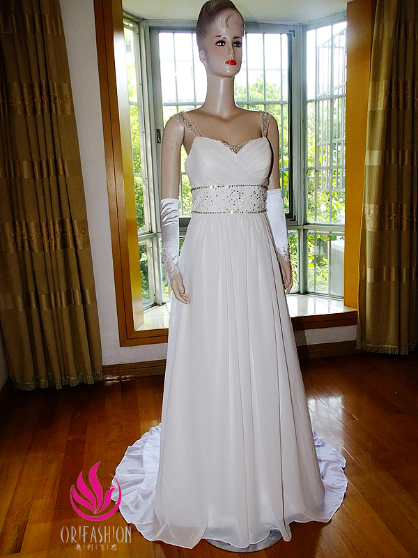 Orifashion HandmadeReal Custom Made Silk Chiffon Wedding dress R